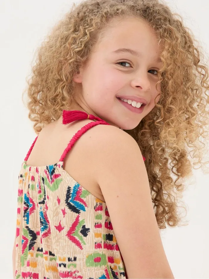 Fat Face Hallie Natural Trail Marks Swing Dress Kids Dresses