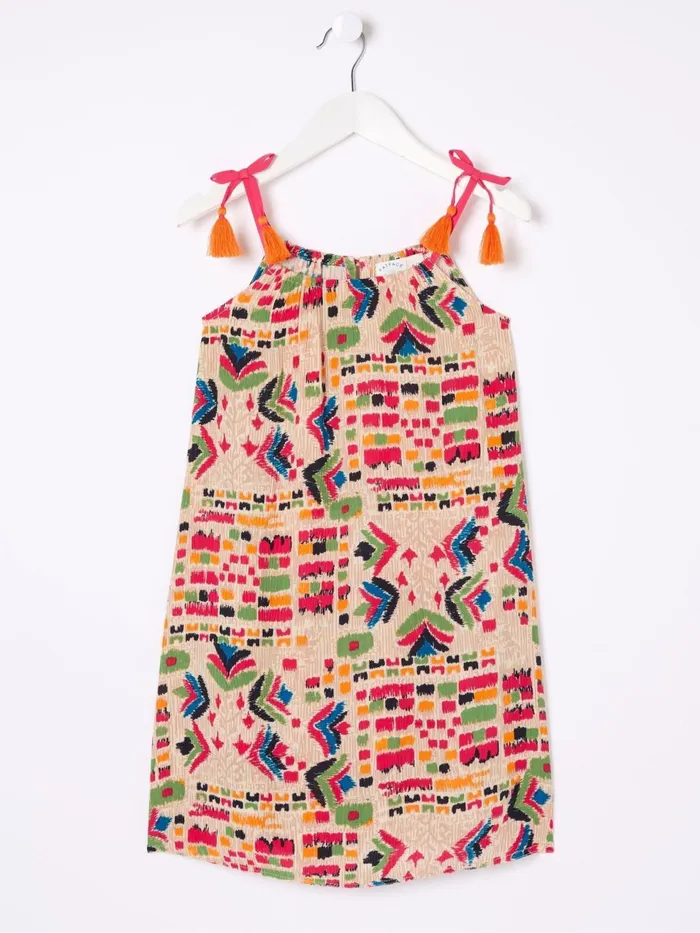 Fat Face Hallie Natural Trail Marks Swing Dress Kids Dresses