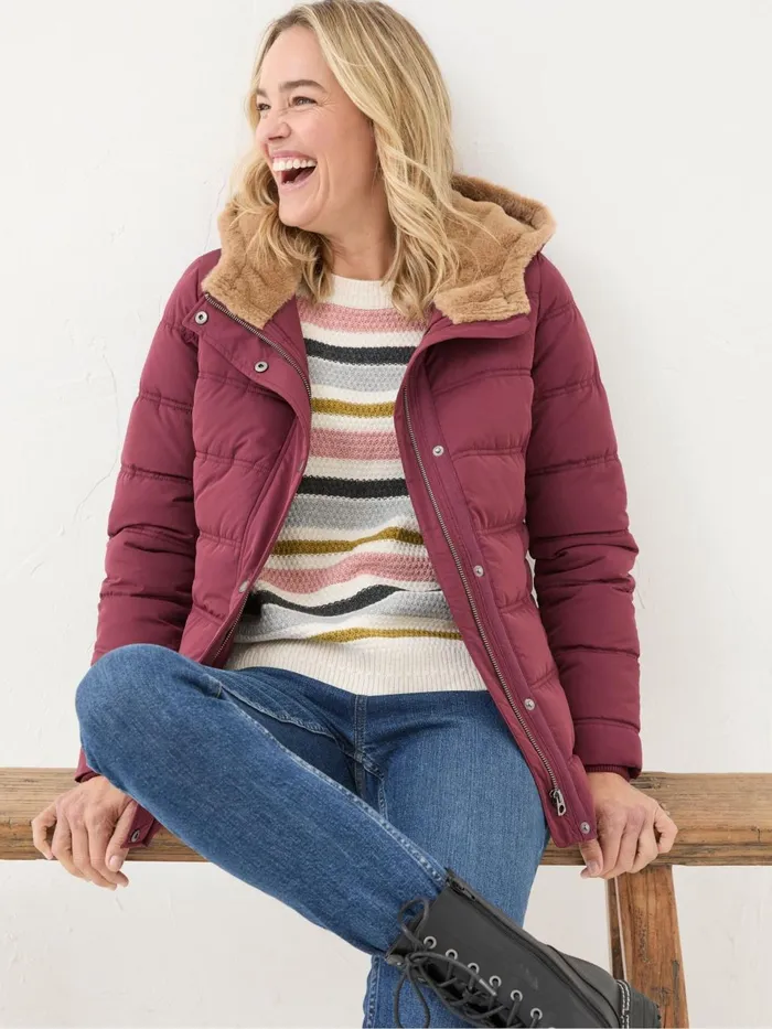 Fat Face Lara Red Lara Puffer Coat Women Coats and Jackets