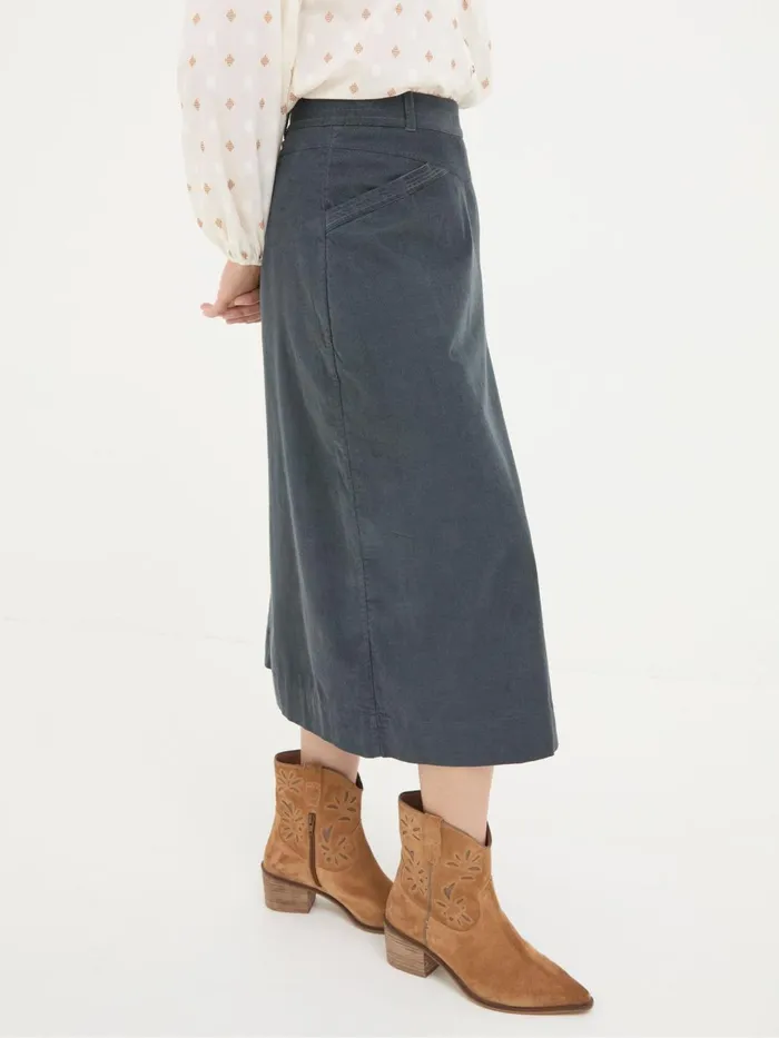 Fat Face Leigh Grey Cord Midi Skirt Women Skirts