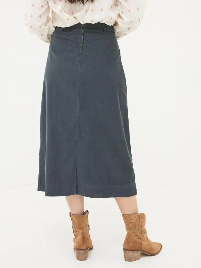 Fat Face Leigh Grey Cord Midi Skirt Women Skirts