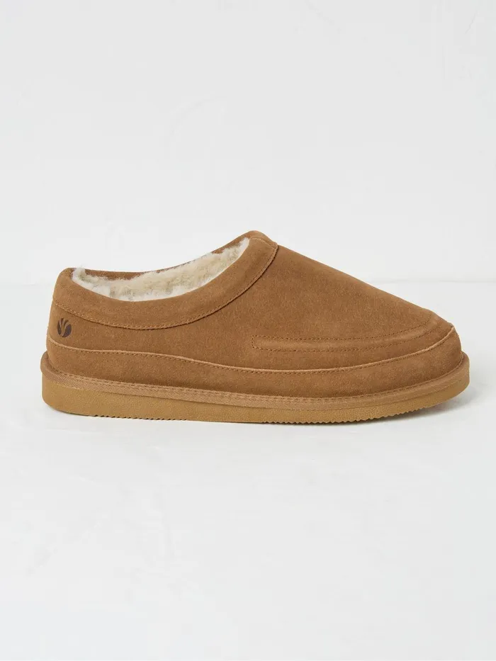 Fat Face Lewis Tan Brown Suede Snug Mule Slippers Men Pyjamas and Nightwear