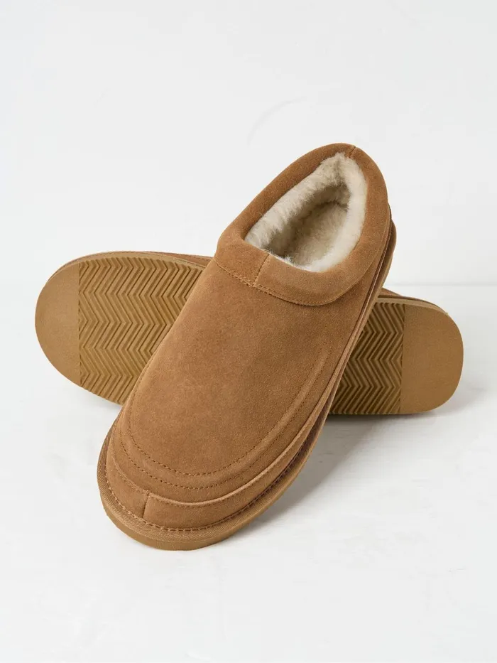 Fat Face Lewis Tan Brown Suede Snug Mule Slippers Men Pyjamas and Nightwear