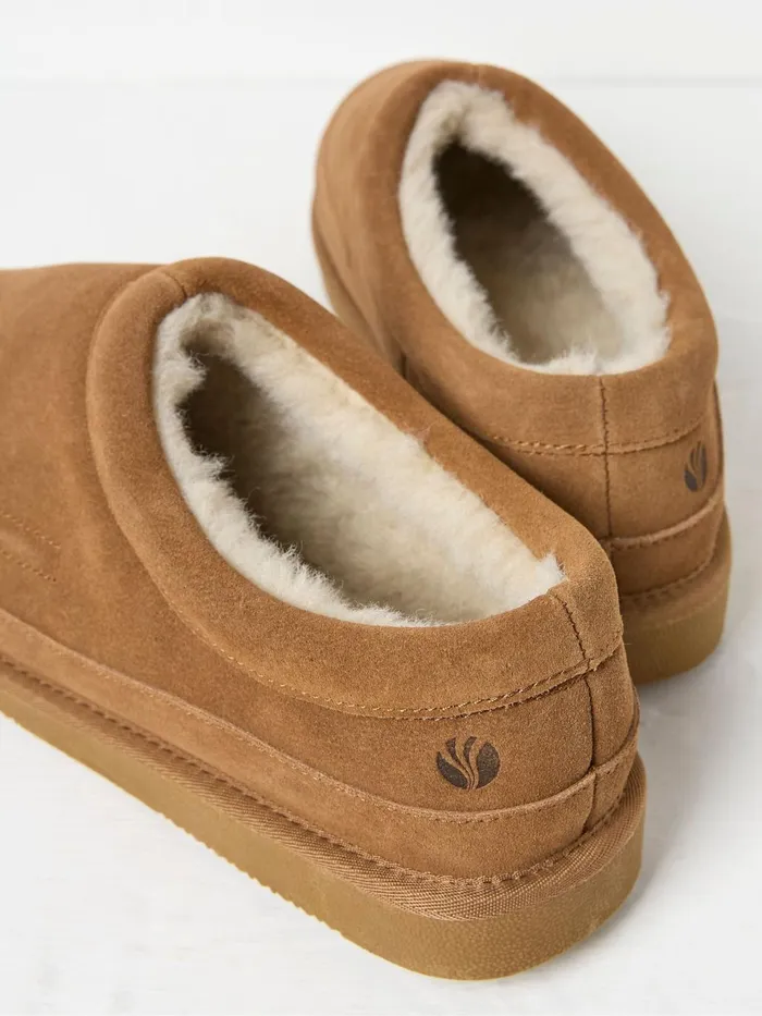 Fat Face Lewis Tan Brown Suede Snug Mule Slippers Men Pyjamas and Nightwear