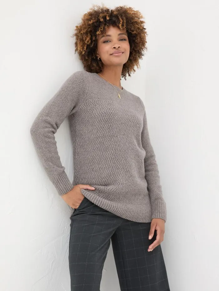Fat Face Light Brown Amelia Tunic Women Knitwear