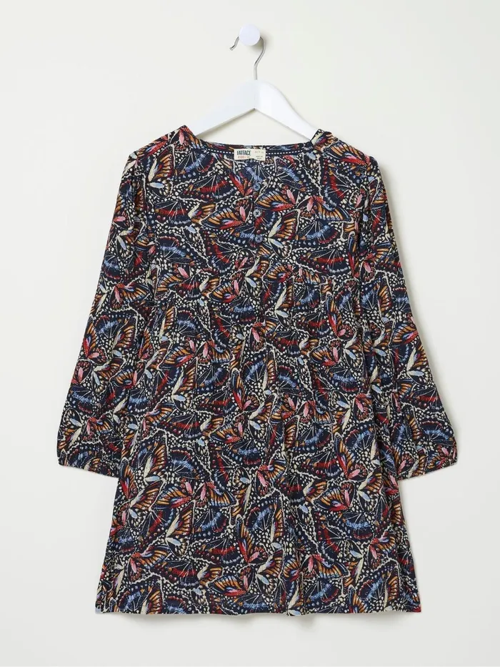 Fat Face Lily Blue Butterfly Dress Kids Dresses