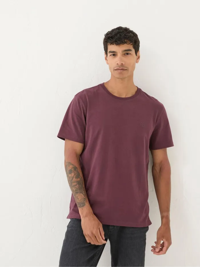 Fat Face Lulworth Burgundy Red 100 Cotton Organic Crew TShirt Men TShirts