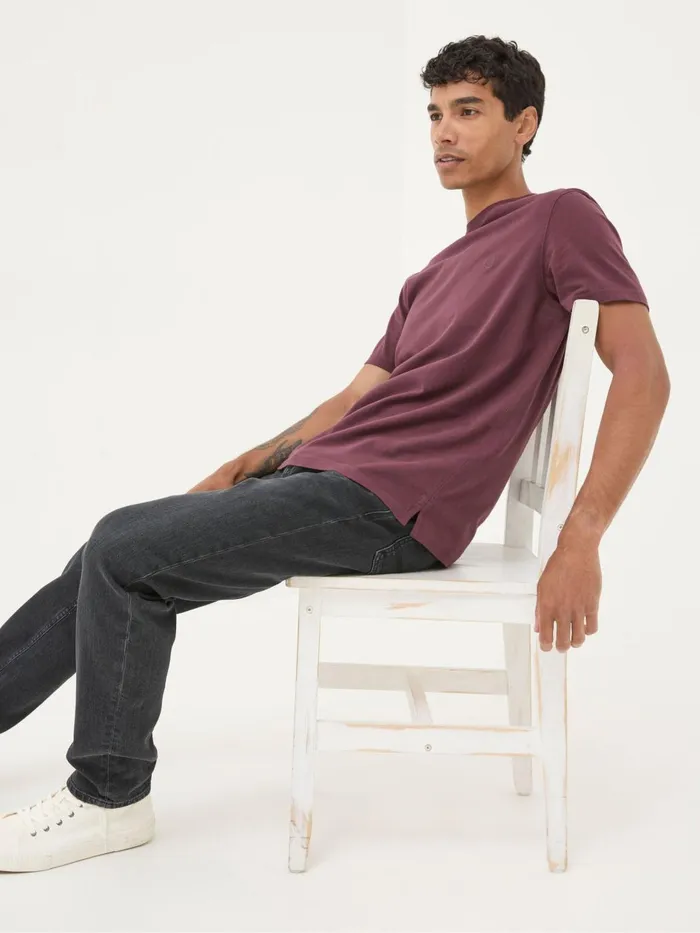 Fat Face Lulworth Burgundy Red 100 Cotton Organic Crew TShirt Men TShirts