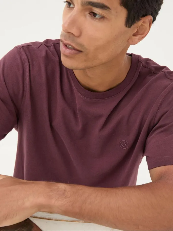 Fat Face Lulworth Burgundy Red 100 Cotton Organic Crew TShirt Men TShirts
