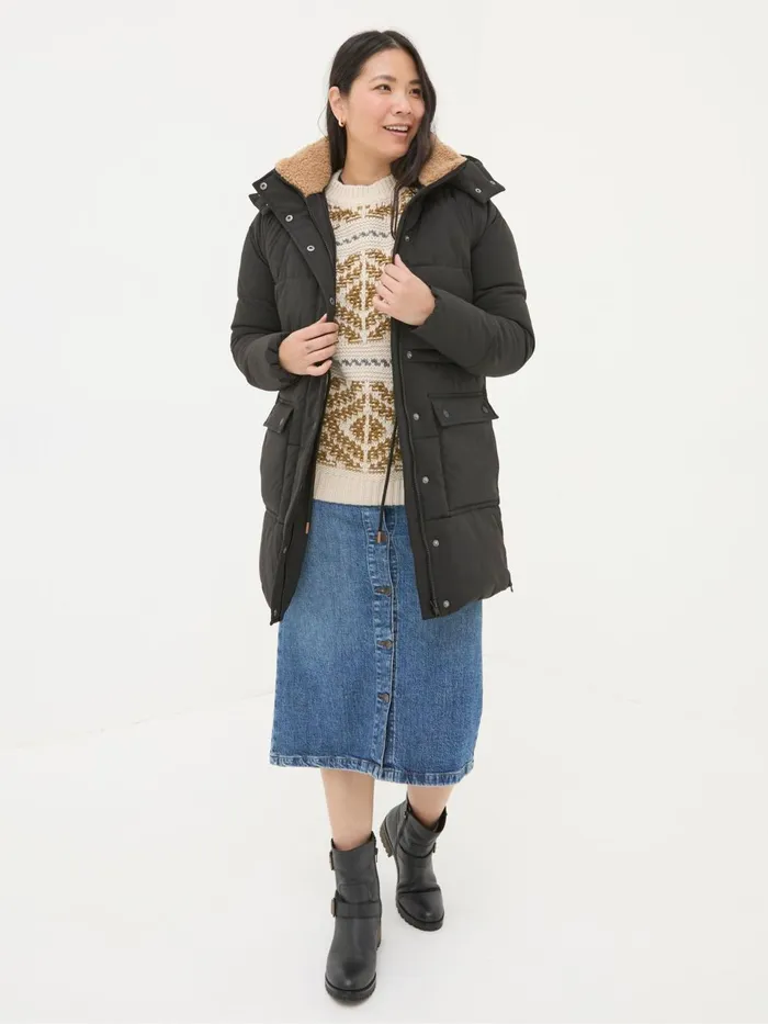 Fat Face Maddie Black Puffer Coat Women Coats and Jackets