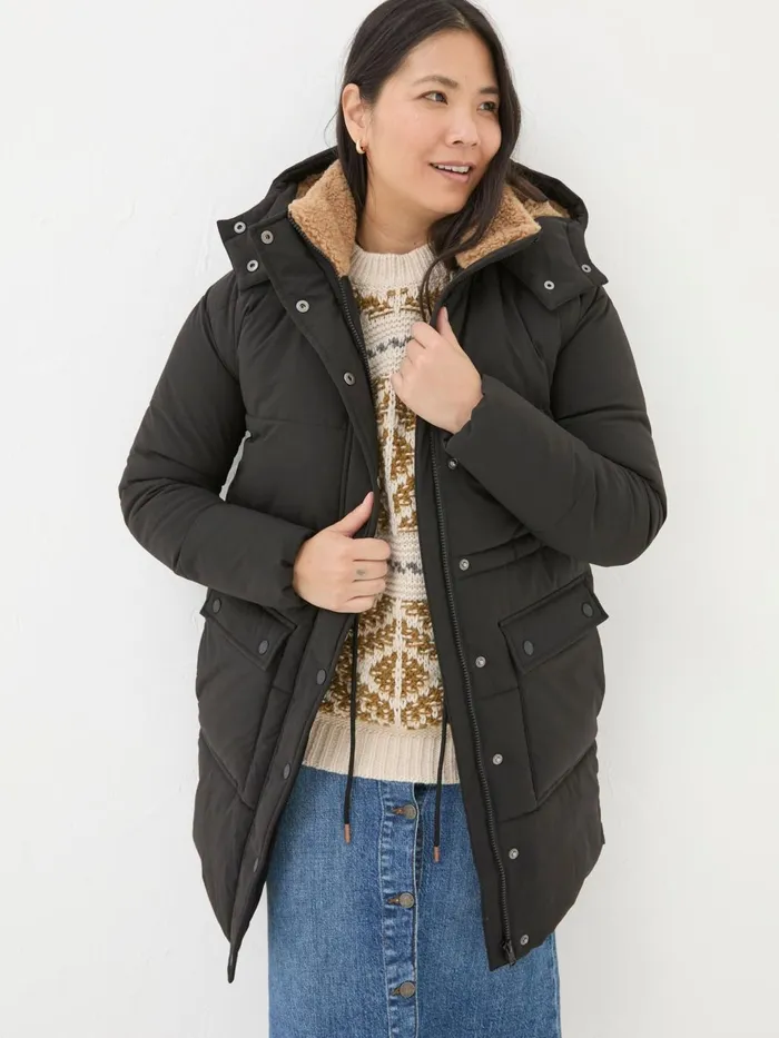 Fat Face Maddie Black Puffer Coat Women Coats and Jackets