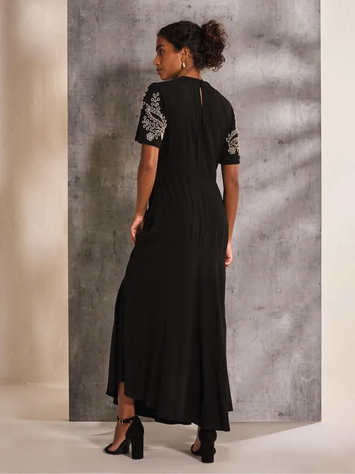Fat Face Margot Black Beaded Maxi Dress Women Dresses