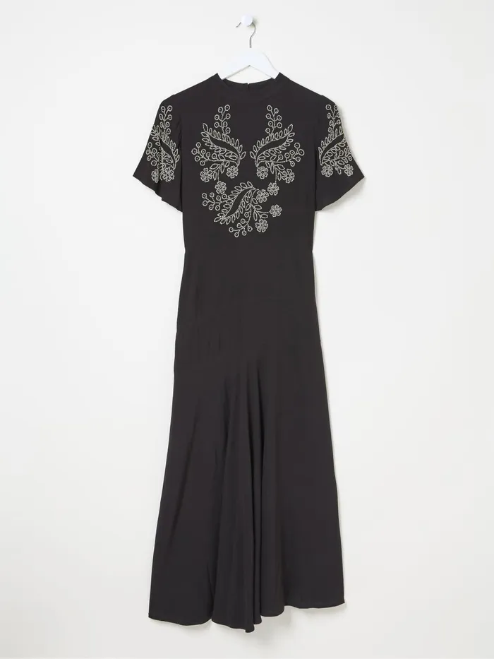 Fat Face Margot Black Beaded Maxi Dress Women Dresses