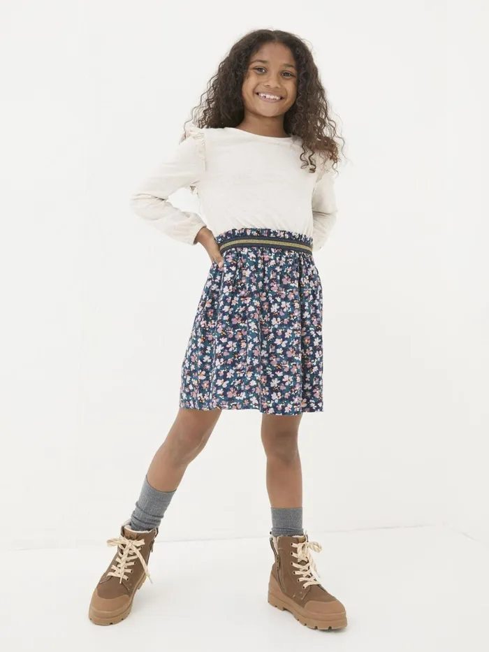 Fat Face Martha Natural Floral Dress Kids Dresses
