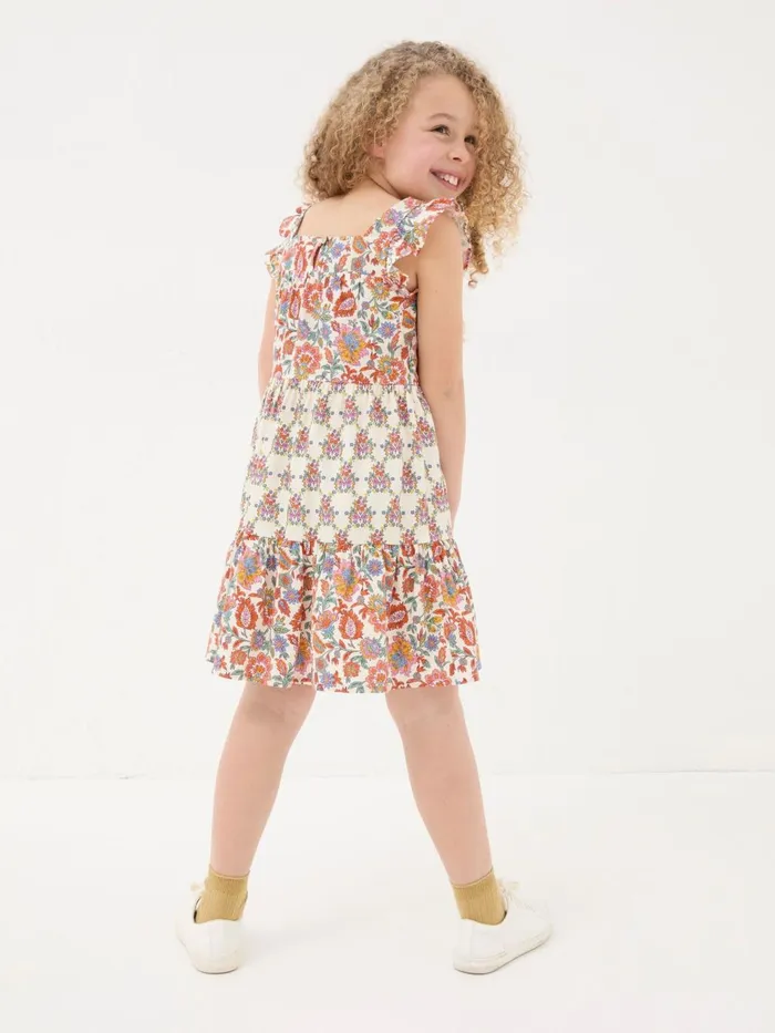Fat Face Milly White Floral Print Dress Kids Dresses