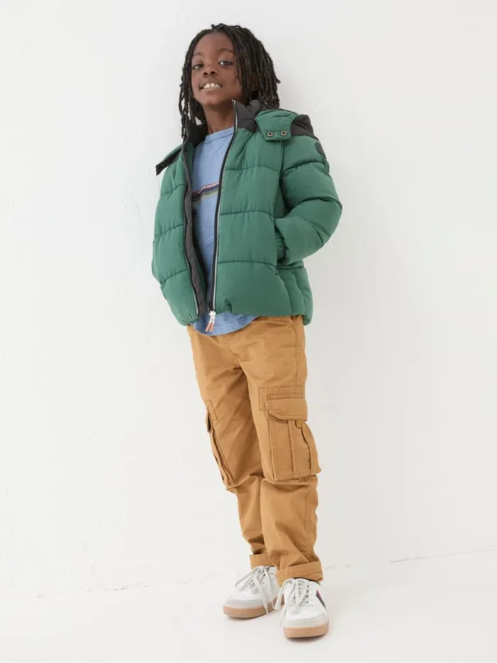 Fat Face Milo Green Hooded Padded Jacket Kids Coats and Jackets