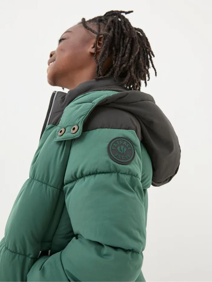 Fat Face Milo Green Hooded Padded Jacket Kids Coats and Jackets