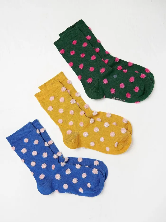 Fat Face Multi Fluffy Spot Socks 3 Pack Women Socks and Tights