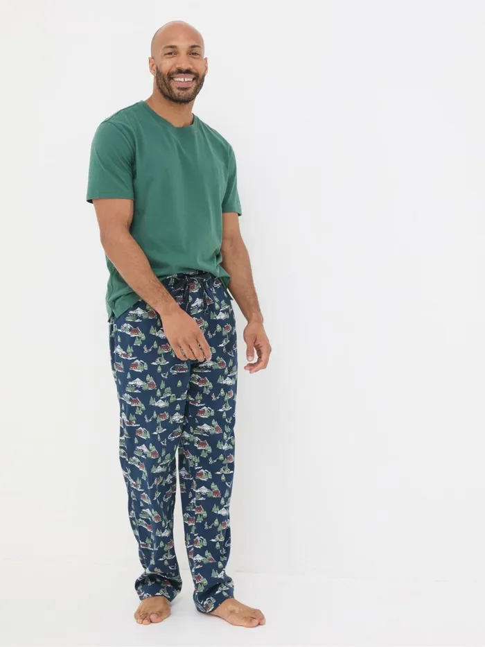 Fat Face Navy Blue Jeep Print Pyjamas Men Pyjamas and Nightwear