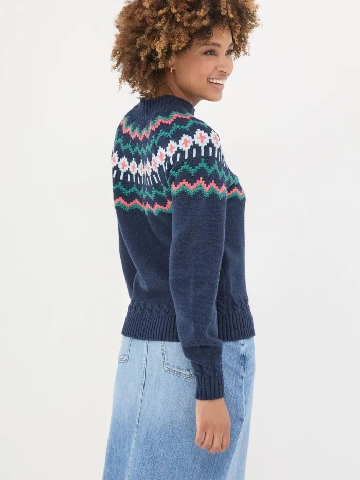 Fat Face Navy Emma Fairisle Jumper Women Knitwear