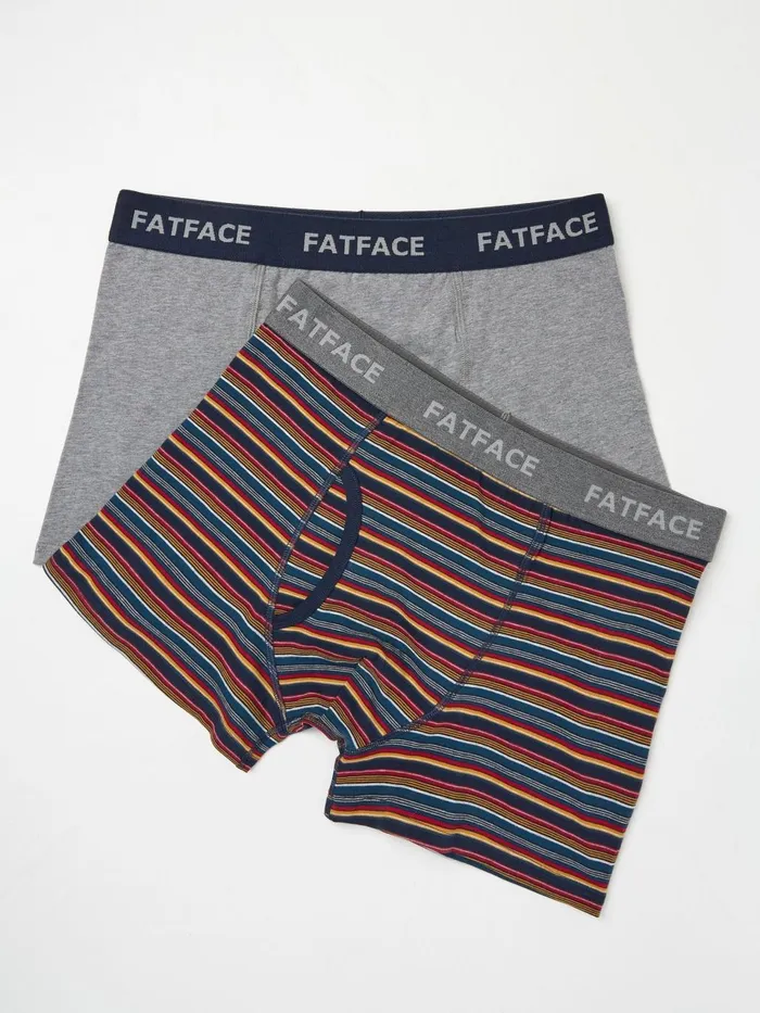 Fat Face Navy Whistler Stripe Boxers 2 Pack Men Underwear