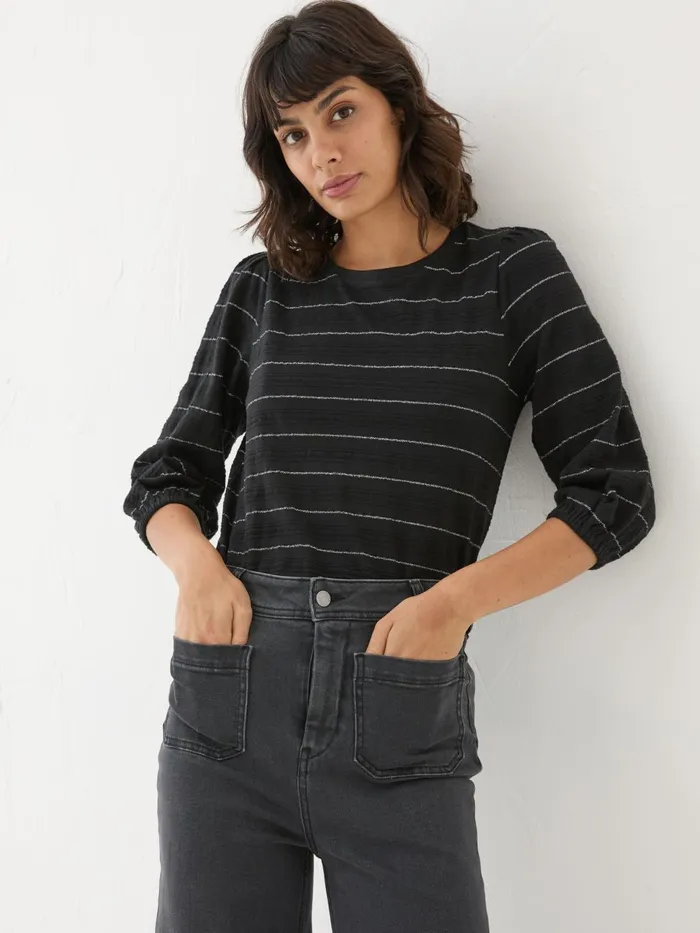 Fat Face Penny Black Stripe Top Women Tops and TShirts