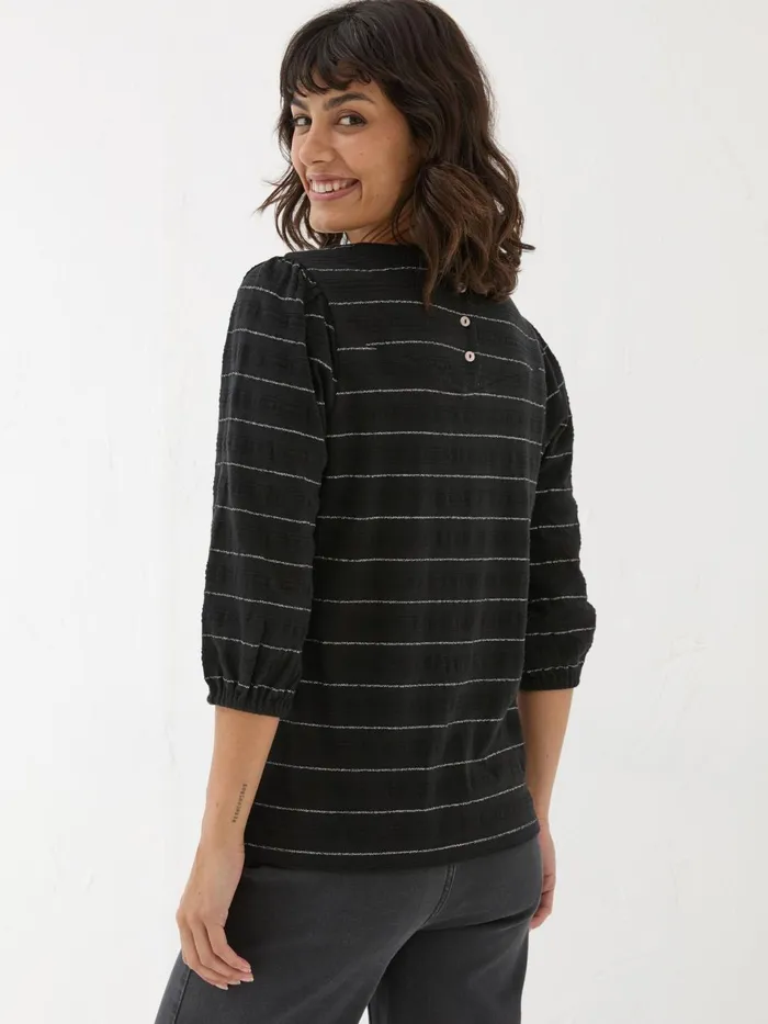Fat Face Penny Black Stripe Top Women Tops and TShirts