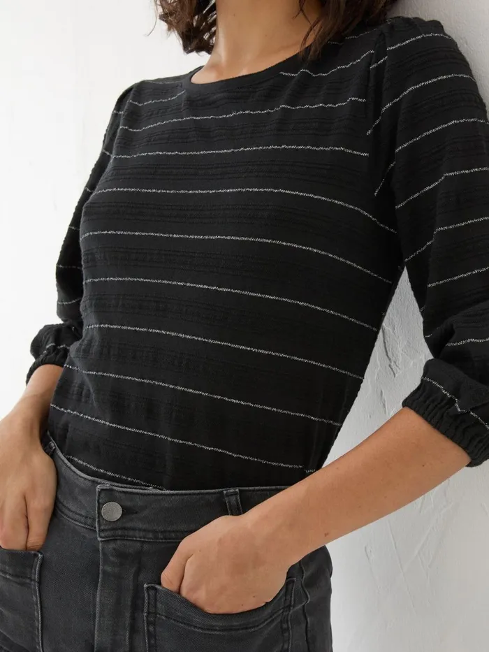 Fat Face Penny Black Stripe Top Women Tops and TShirts