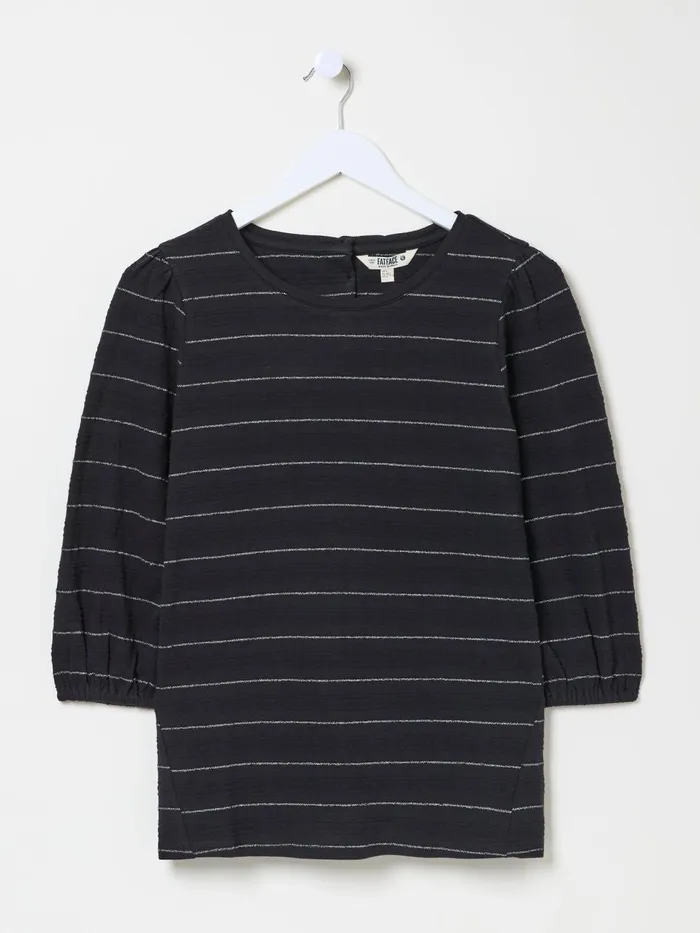 Fat Face Penny Black Stripe Top Women Tops and TShirts