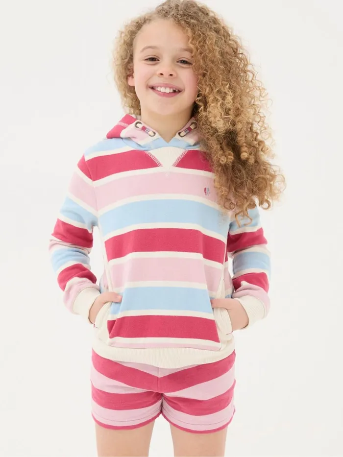Fat Face Pink Grow Stripe Crew Sweatshirt Kids Sweatshirts and Hoodies