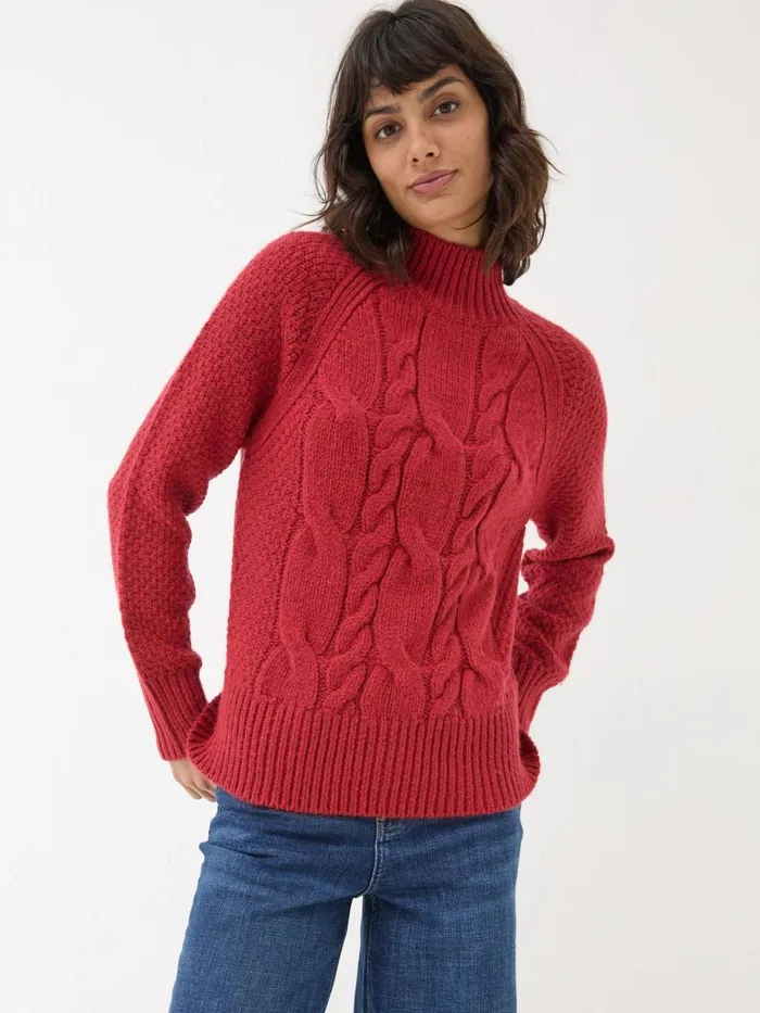 Fat Face Red Cali Cable Jumper Women Knitwear