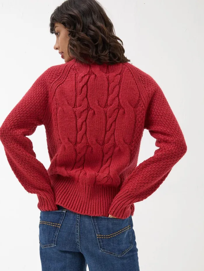 Fat Face Red Cali Cable Jumper Women Knitwear