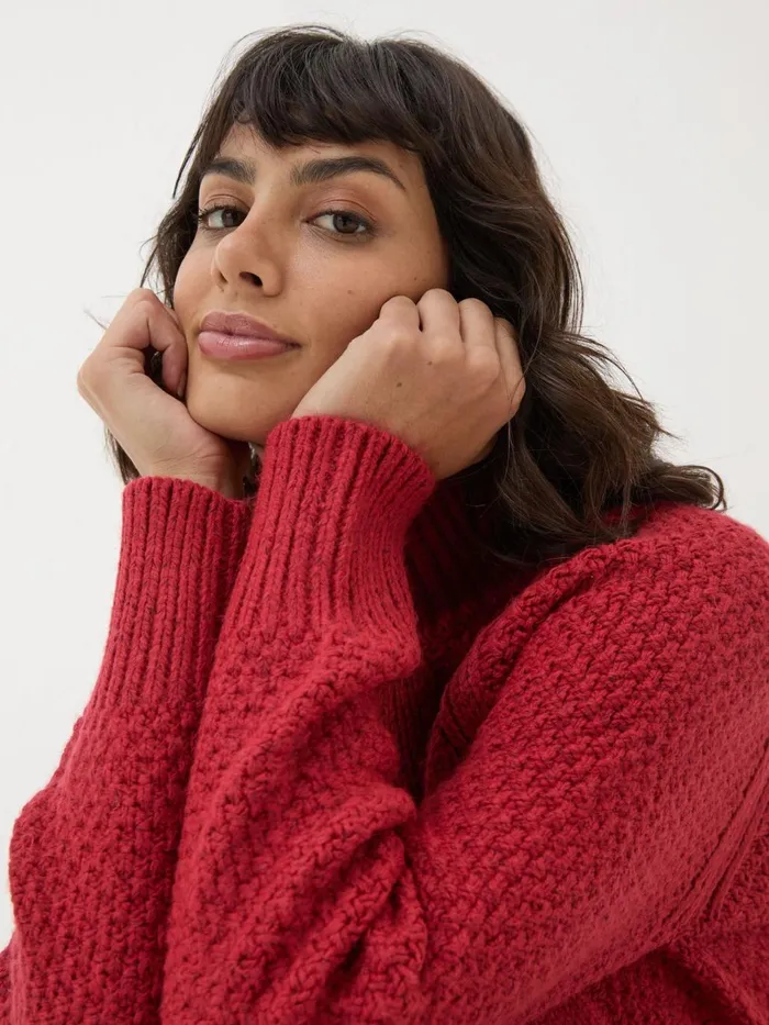 Fat Face Red Cali Cable Jumper Women Knitwear