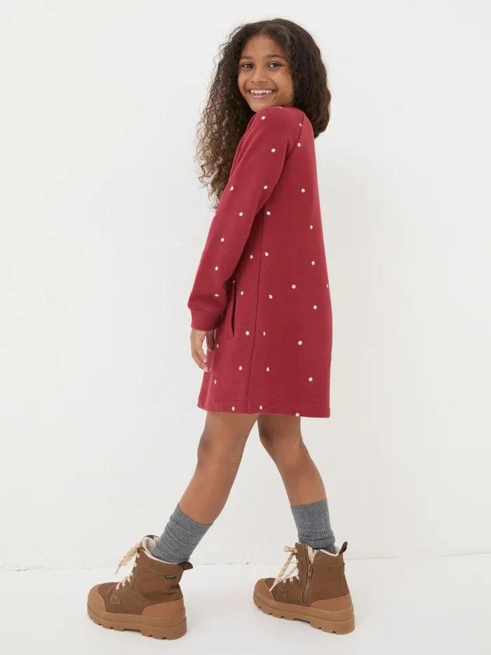 Fat Face Red Georgia Sweat Dress Kids Dresses