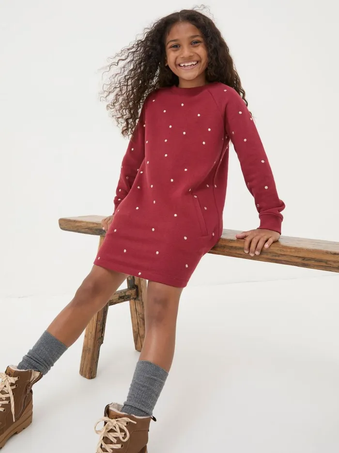 Fat Face Red Georgia Sweat Dress Kids Dresses