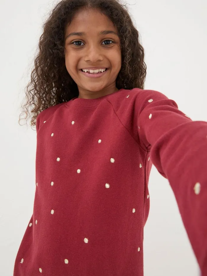 Fat Face Red Georgia Sweat Dress Kids Dresses