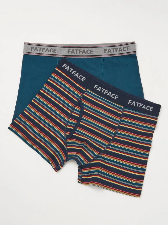 Fat Face Red Salcombe Stripe Boxers 2 Pack Men Underwear