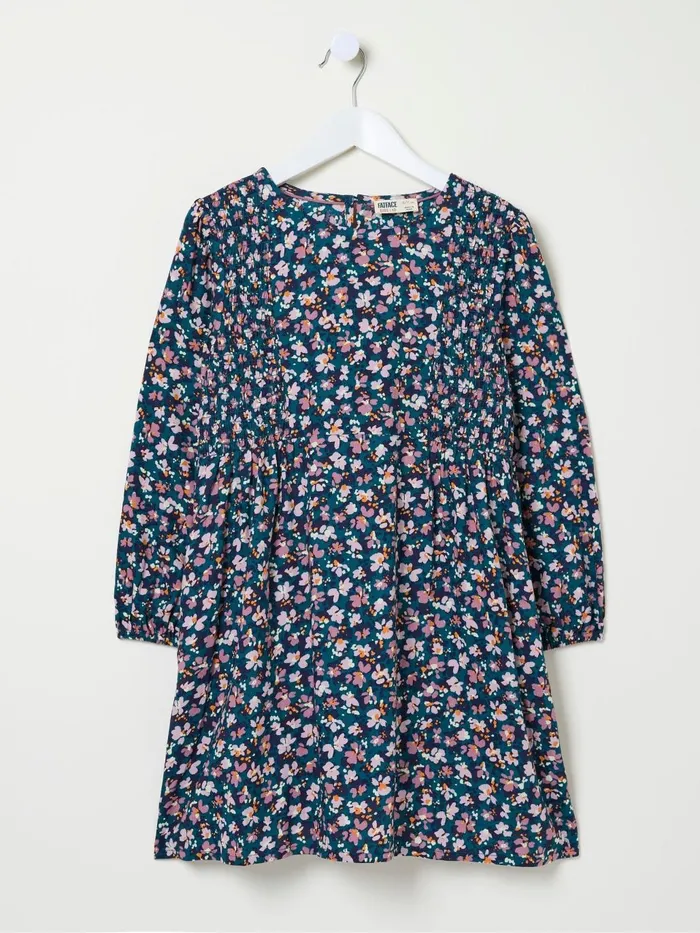 Fat Face Rhea Blue Floral Dress Kids Dresses