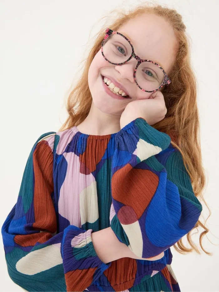 Fat Face Sasha Blue Abstract Dress Kids Dresses