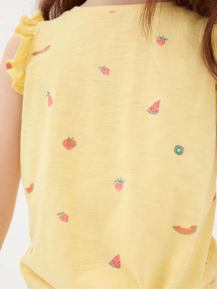 Fat Face Yellow Fruit Knot Front TShirt Kids Tops and TShirts