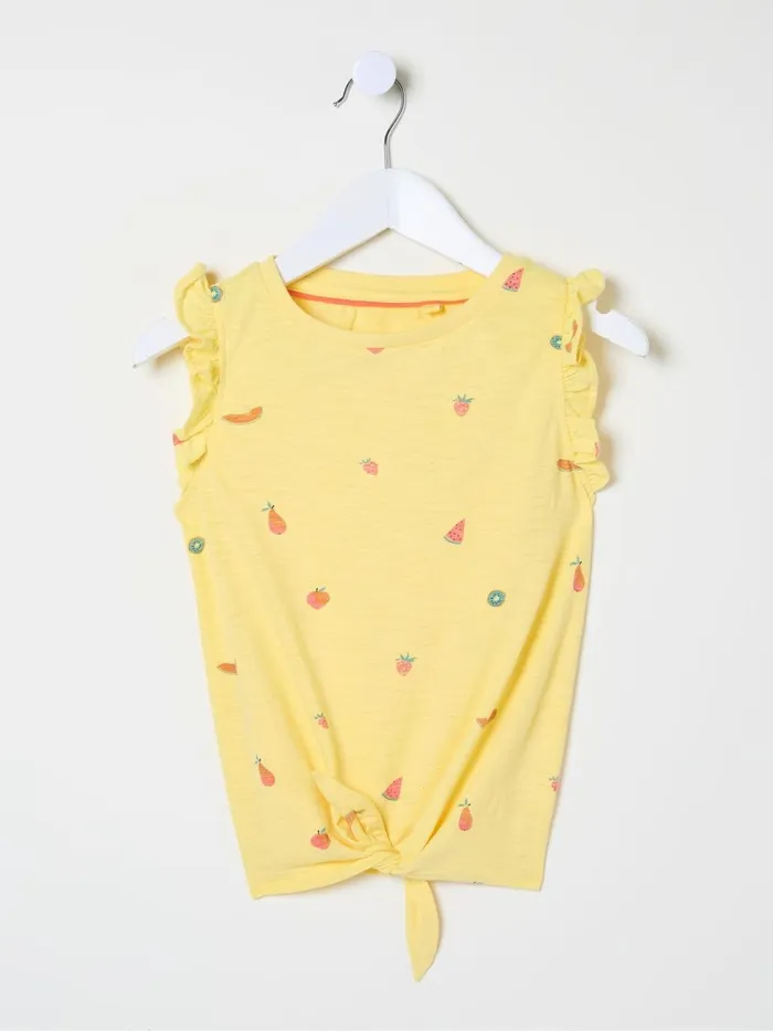 Fat Face Yellow Fruit Knot Front TShirt Kids Tops and TShirts