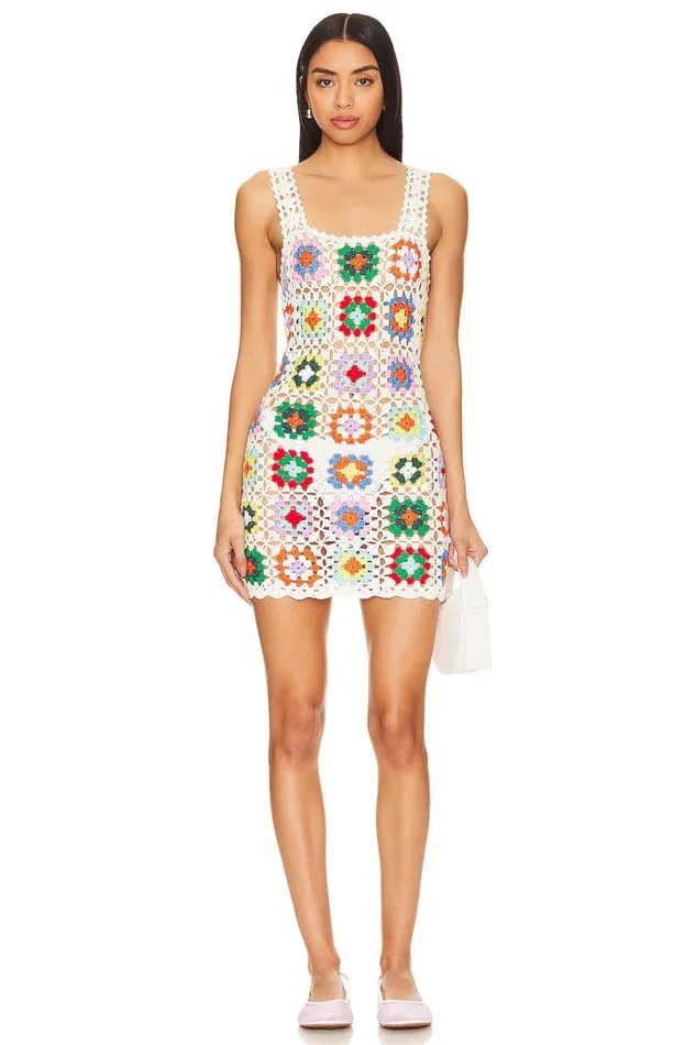 Faye Mini Dress White Multi Women Lovers Friends Sweaters and Knits