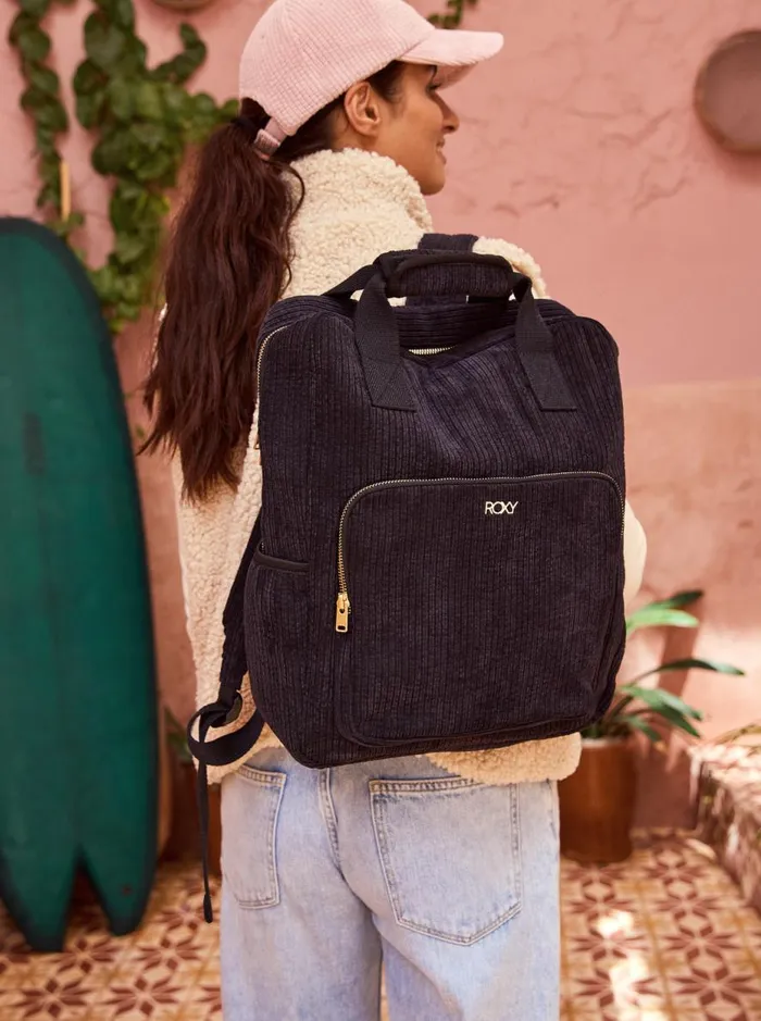 Feeling Good 8211 Small Corduroy Backpack Anthracite WomenKids Roxy Backpacks