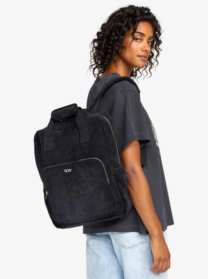 Feeling Good 8211 Small Corduroy Backpack Anthracite WomenKids Roxy Backpacks