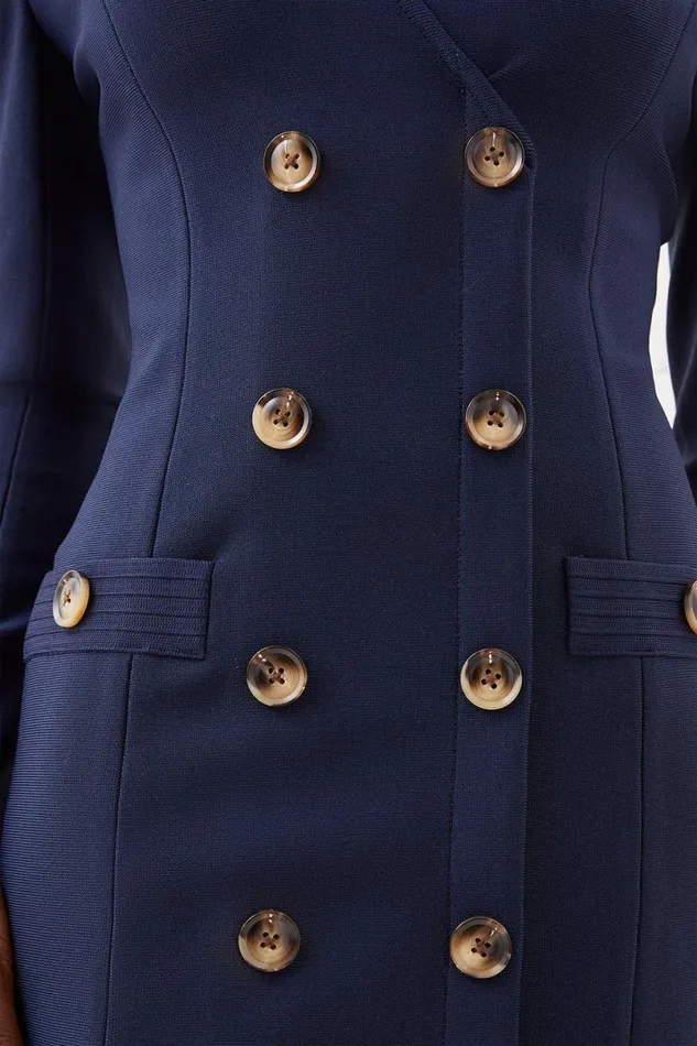 Figure Form Bandage Blazer Style Knit Mini Dress Navy Women Karen Millen Dresses