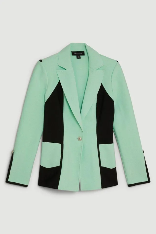 Figure Form Bandage Colour Block Knit Jacket Multi Women Karen Millen Coats and Jackets