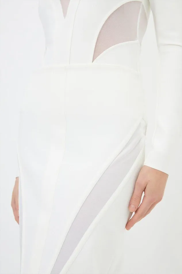 Figure Form Bandage Knit Midi Skirt Cream Women Karen Millen Skirts
