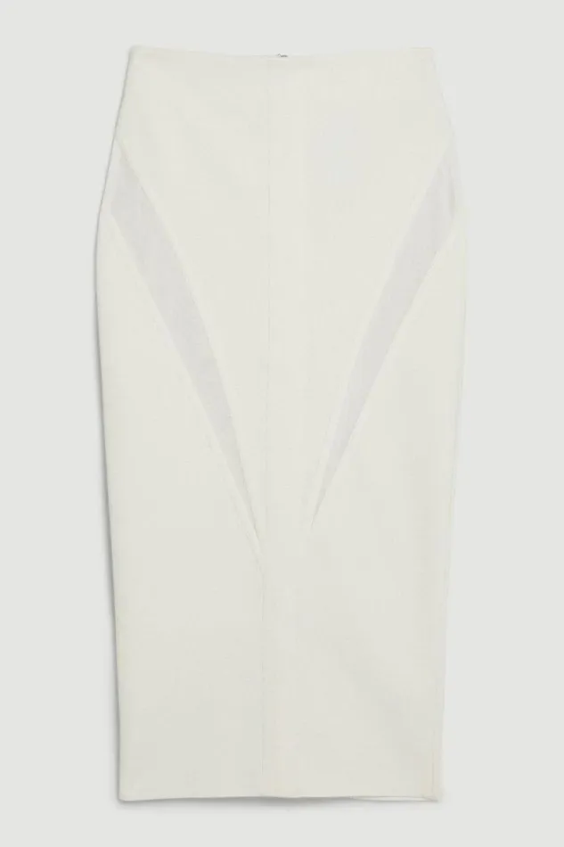 Figure Form Bandage Knit Midi Skirt Cream Women Karen Millen Skirts