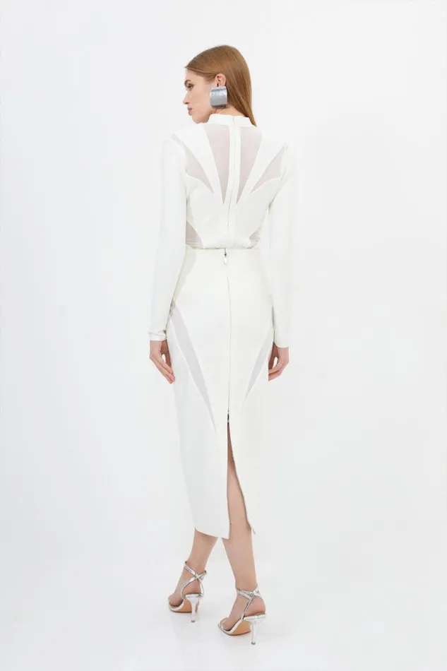 Figure Form Bandage Knit Midi Skirt Cream Women Karen Millen Skirts