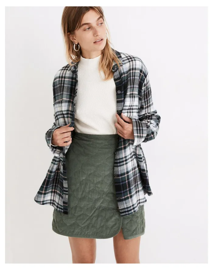 Flannel Sunday Shirt In Cronston Plaid Midnight Green Women Madewell Tops and Shirts